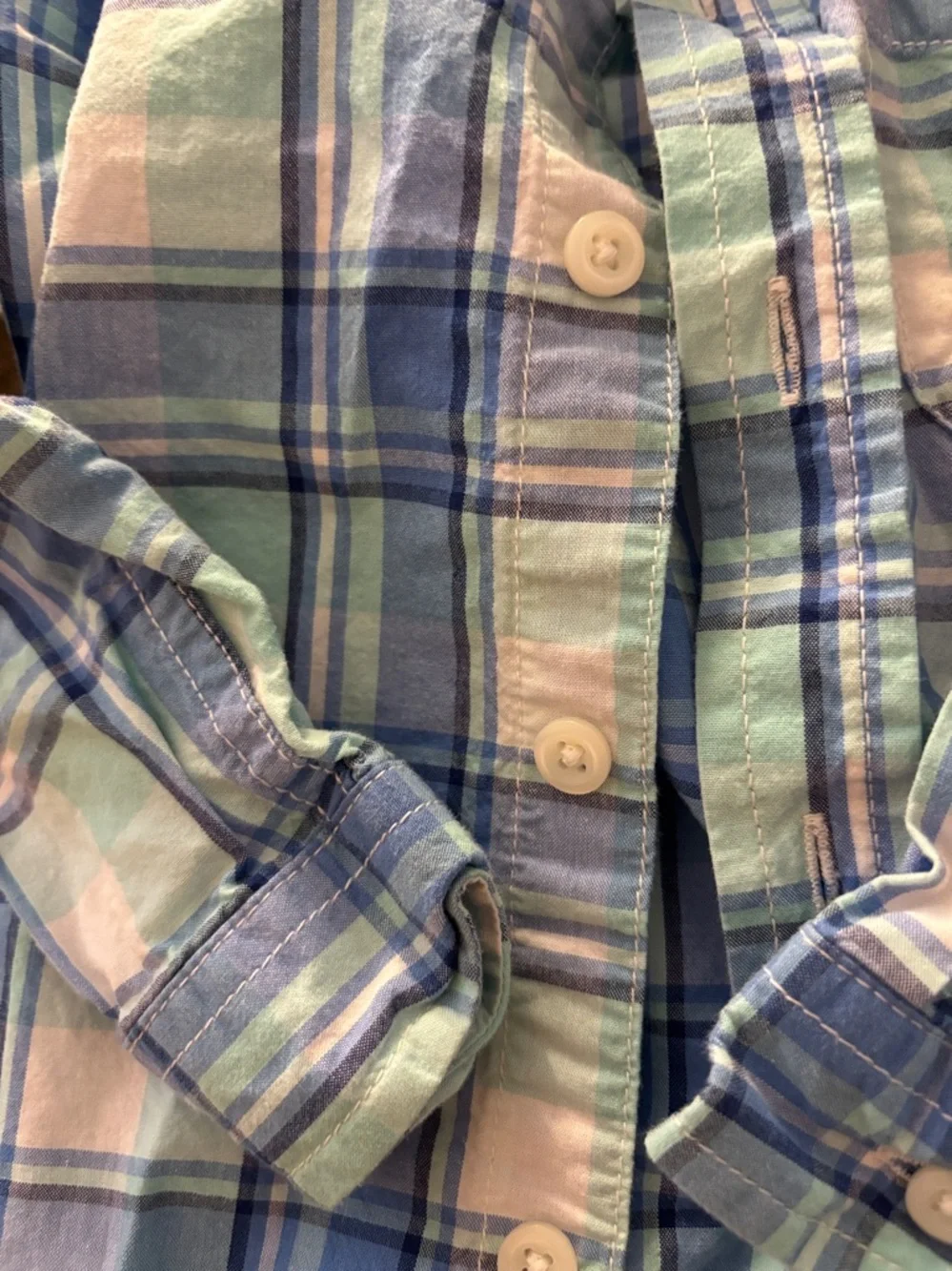 The Children's Place Plaid Button-Down Shirt - Blue & Mint 2T